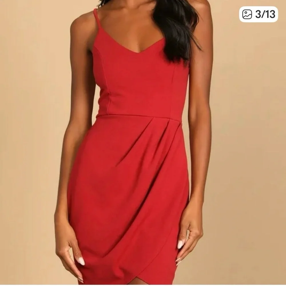 Lulus Forever Your Girl Rust Red Body Con Stretchy Mini Dress Size XS.
